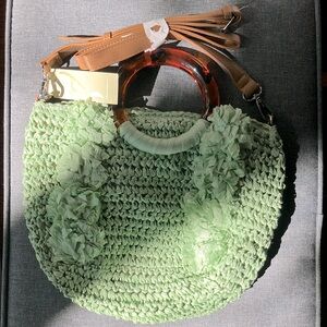COLLECTIONEIGHTEEN purse Green tortoise shell hand bag & crossbody floral light